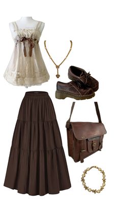 Brown Based Outfits, Italian Vintage Outfits, Chunky Shoes Outfit Ideas, Mphfpc Aesthetic Outfits, Apple Core Outfits, Id Picture Outfit, Acedima Aesthetic Outfits, Dreamy Aesthetic Outfit, Neopolitan Outfits