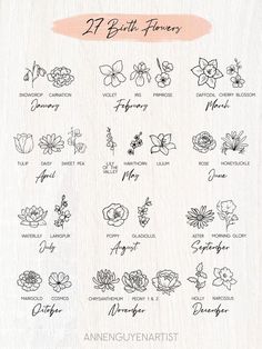 Birth Month Flower Tattoo Design Custom Personalized Floral - Etsy Birth Flower Tattoo With Name, Flower Tattoo With Name, Month Flower Tattoos, Month Flower Tattoo, Birth Month Flower Tattoos, Flower Bouquet Tattoo, Bouquet Tattoo, Mommy Tattoos