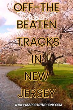 the words off - the - beaten tracks in new jersey are shown above an image of a cherry blossom tree