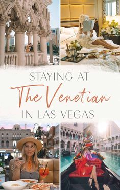 a collage of photos with the words staying at the venetian in las vegass