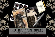 an assortment of goth printables with the title gothic printables what will you create?