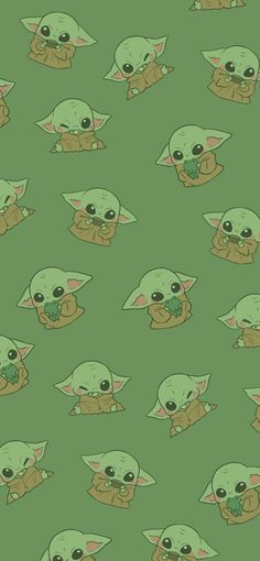 the baby yoda pattern is shown in green and has many smaller images on it