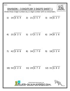 worksheet for division 3 digities by 2 digits sheet