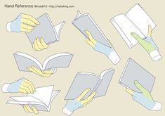 hands holding open books and pointing at them