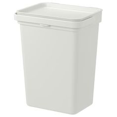 a white trash can on a white background