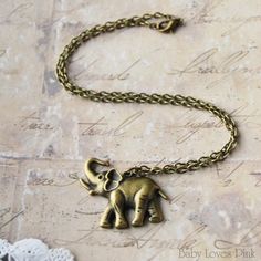 Elephant Necklace - Beautiful Bronze Elephant Bronze Brass Charm Necklace For Gift, Bronze Metal Charm Necklace For Gift, Bronze Metal Charm Necklace Gift, Bronze Vintage Charm Necklace For Gift, Bronze Necklace, Elephant Necklace, Elephant Pendant, Elephant Charm, Cute Elephant