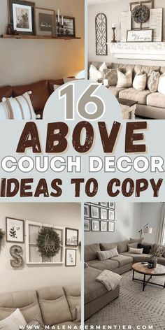 above the couch decorating ideas and wall decor in living room Couch Decorating Ideas, Couch Wall Decor Ideas, Decor Over Couch, Decor Behind Couch, Wall Behind Couch, Above Couch Decor, Picture Wall Living Room