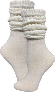 Trendy Spring Socks, Trendy Soft Socks For Spring, Comfortable Cream Socks, Comfortable Knee-high Socks One Size, Comfortable Cotton Socks For Fall, Comfortable One Size Knee-high Socks, Soft White Spring Socks, Casual Solid Color Socks, Mid-calf Cotton Socks For Spring