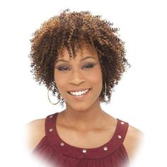 IT'S A WIG! Human Hair Wigs It's a Wig! 100% Human Hair Wig - Afro Curl Curl On Short Hair, Twist Wigs, Oval Face Bangs, African American Braided Hairstyles, Short Afro Hairstyles, Black Women Short Hairstyles, Afro Curls, American Hairstyles, Full Wig