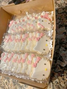 hello kitty cookies are in a box on the counter