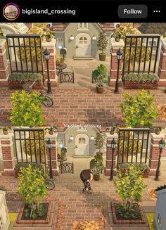 the screenshot shows an aerial view of a house and its surrounding courtyards, with two bicycles parked in front of it