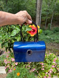 Thank You If You Favored One of My Items! You Will Receive 10% Off an Item of Your Choice, Unless It Is On Sale, Code17. Thank You. RARE WILARDY HANDBAG/Wilardy Lucite Purse/Lucite Handbags/Lucite Purses/50's Purse/Navy Purses/Near Mint Condition RARE Circa 50's WILARDY Navy Pearl Handbag This is a very RARE Wilardy Navy Handbag.  This Handbag is especially Rare due to the Navy Color.  The Dark Blue/Navy Purses are Very Rare these Days. There is one very similar to this one featured in Janice Berkson's Book "Carry Me! 1950's Lucite Handbags an American Fashion.  It is on Page 117 and is called Navy Pearl and is attributed to 1958. Some History of the Wilardy Handbags:  Wil Hardy joined his father's company named Handbag (Metal) Specialties.  Toward the end of WWII he was able to get some d Lucite Purse, Pearl Handbag, Navy Handbag, Navy Purse, Lucite Jewelry, Top Handle Bags, Beautiful Handbags, American Fashion, Vintage Lucite