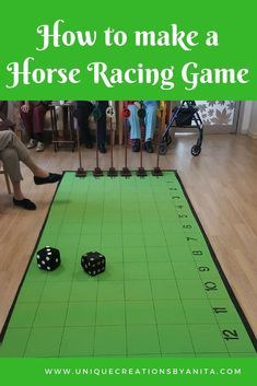 a horse racing game with dices on the ground