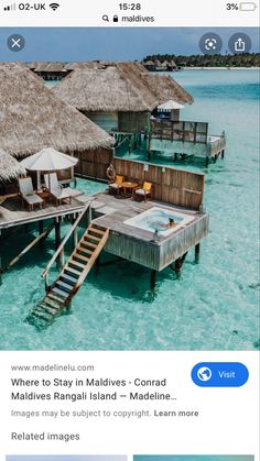 an instagram page with the caption that reads, when stay in maddivers's coralad maldives rangali island