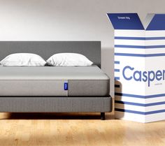 the casper mattress is next to an empty box