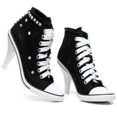 Spring Sneakers Women, Heel Sneakers, Camping Shoes, Basket Style, Black High Heel Boots, Lace Up High Heels, High Heel Sneakers, Spring Boots, Studded Denim