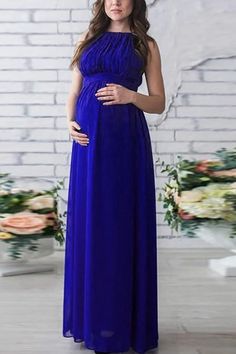 Cheap Solid Chiffon Sleeveless Maternity Maxi Dress – Glamix Maternity Pregnant Women Clothes, Boho Maternity Dress, Pregnancy Dress, Maternity Dresses Summer, Dresses For Pregnant Women, Summer Maternity, Clothes For Pregnant Women, Dress Royal Blue, Maternity Dresses For Photoshoot