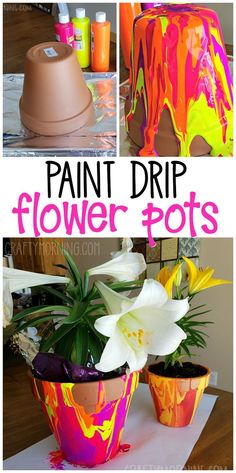 this is an image of paint drip flower pots