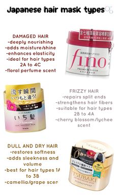 discover which japanese hair mask suits your hair! they’re the best 🤍 Japan Hair Products, Japanese Hair Care Low Porosity, Ichikami Hair Mask, Tsubaki Hair Mask, Japanese Hair Care Products, Japanese Hair Mask, Japanese Hair Products, Korean Hair Mask, Asian Hair Products