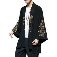 Mens Cihnese Style Dragon Embroidery Kimono Hanfu Retro Cardigan Jacket M-5XL L Item description Brand Unbranded Department Men Outer Shell Material Cotton Blend Size 3XL Size Type Regular Style Kimono Type Jacket Country/Region of Manufacture China Garment Care Machine Washable Season Summer Accents Embroidered Features Open Occasion Casual Pattern Animal Print Theme Ethnic Vintage Yes   Shipment Payment Return & Warranty Service & Feedbacks Shipment 1.We Ship to Worldwide. 2.Delivery time depe Retro Cardigan, Embroidery Kimono, Dragon Embroidery, Retro Cardigans, Japanese Street Wear, Men's Cardigan, Retro Coat, Male Kimono, Fit Clothes