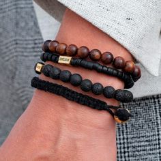 Brown Miro Stack Bracelet | In stock! | Lucleon Mens Accessories Necklace, Wooden Jewelry Stand, Mens Accessories Vintage, Cotton Bracelet, Stack Bracelet, Men's Bracelets, Changing Habits, Seed Bead Tutorial