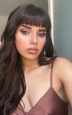 Waves With Curtain Bangs, Black Hair Fringe, Bangs Haircut Ideas, Haircut 2025, Flattering Bangs, Black Cherry Hair Color, Haircut Ideas Trendy, Trendy Bangs, Black Cherry Hair