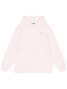 blush pink cotton logo print to the front classic hood drop shoulder long sleeves ribbed trim straight hem Light Pink Hoodie, Pink Cotton Fabric, Stylish Logo, Cotton Logo, Pink Sweatshirt, Pink Hoodie, Cotton Hoodie, Colorful Hoodies, Christmas Wishlist