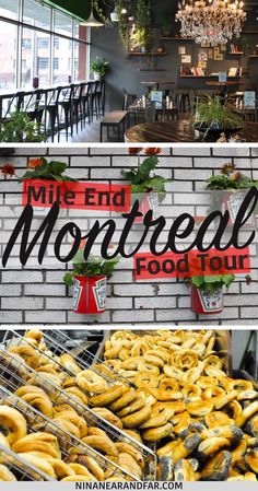 the interior of a restaurant with many different types of food