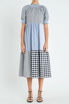 Patchwork Gingham Midi Dress – English Factory Gingham Midi Dress, Summer Style Guide, Casual Party Dresses, Maxi Dress Sale, Pink Maxi, Fashion Night, Gingham Print, Pink Maxi Dress, 5 S