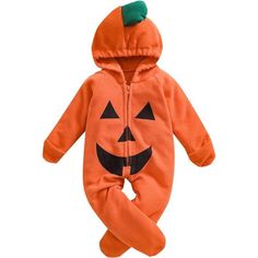 100% Polyester Imported Zipper Closure Machine Wash Material: This Halloween Romper For Infant Baby Boys Girls Is Made Of High Quality Polyester.Fabric Is Soft And Comfortable And Suitable For Baby's Delicate Skin. Features:One-Piece Footie Romper, Long Sleeve, Pumpkin Print, With Hood, Very Warm In Cold Weather. Full Zip Closure, Very Convenient To Replace. Design: Baby Can Wear This Jumpsuit In Autumn And Winter,Bright Orange Color Can Make Babies More Eye-Catching At Parties,Easy To Put On, T Pumpkin Costume Baby Boy, Winter Romper, Halloween Romper, Newborn Halloween, Romper Long Sleeve, Newborn Baby Girls, Boy Halloween Costumes, Toddler Romper