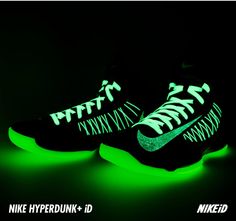 nike-hyperdunk+2012-glow-in-the-dark-nike-id-1 Glow Shoes, Nike Gear, Nike Id, Nike Lunar, Nike Shoes Outlet, Custom Nikes, Basketball Sneakers, Shoes Outlet