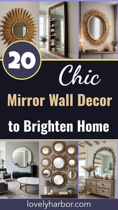 20 Mirror Wall Decor Ideas To Brighten Your Home Mirror Wall Collage Ideas, Mirror Bedroom Decor, Entryway Modern