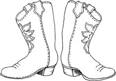 a black and white drawing of a pair of boots with laces on the toes