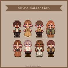 the characters from harry potter are shown in pixel art, with text that reads shre collection