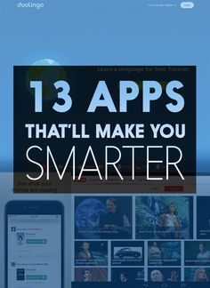 an image of a smart phone with the text 13 apps that'll make you smarter