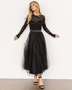 The Lonnie Tulle dress is back, but not for long 🤩 This bestseller is selling fast! If you've had your eye on her, checkout now! 🖤 Tulle Dress Black, Tulle Midi Skirt, Baltic Born, Lace Material, Cup Size, Lace Overlay, Tulle Dress, Skirt Length, Sweetheart Neckline