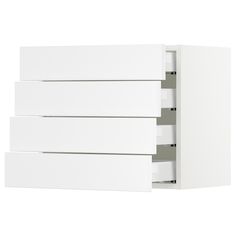 a white wall mounted cabinet with three drawers