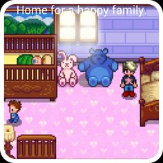 an animal crossing game with the caption home for a happy family