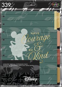 the disney character notebook with writing on it