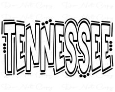 the word tennessee is shown in black and white with an ornate font that reads tennessee