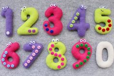 the numbers are made out of felt and decorated with eyes