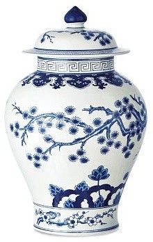 Wiilliams-Sonoma Blue & White Swallowtail Temple Ginger Jar Townhouse Inspiration, Ming Vase, Japanese Vases, Asian Vases, Geometric Vases, Rustic Vase, Flower Vase Arrangements, Urn Vase