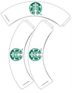 the starbucks logo is shown on top of two pieces of white paper with green lettering