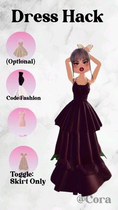 a woman in a black dress has her hands on her head and the words dress hack are