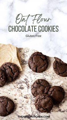 chocolate cookies with text overlay that reads, get flour chocolate cookies gluten free