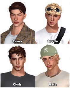 four male avatars with different hair styles