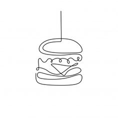 a black and white drawing of a hamburger