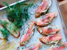 an image of salmon on bread with dill