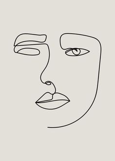 a black and white line drawing of a woman's face with eyes wide open