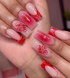 Red Nail Inspo Square, Red Square Nails, Red Nail Set, Nail Inspo Square, Red Nail Inspo, Biab Nail, Purple Acrylic Nails, Square Nail, Purple Acrylic